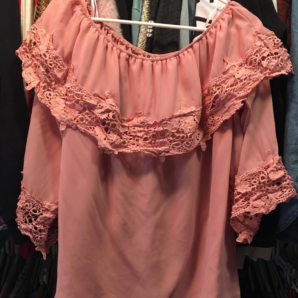 BNWOT pink off the shoulder boutique top